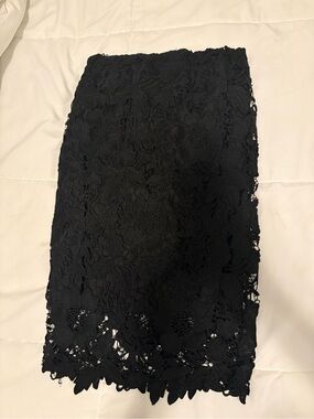 Women's Black Lace Pencil Skirt - Classic Floral Overlay